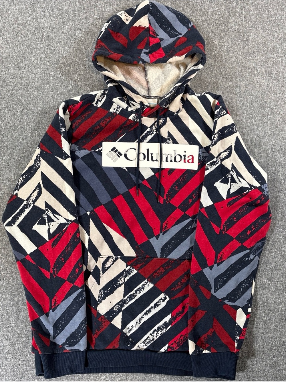 Columbia Men’s Red Navy Cream Graphic Crewneck Hoodie